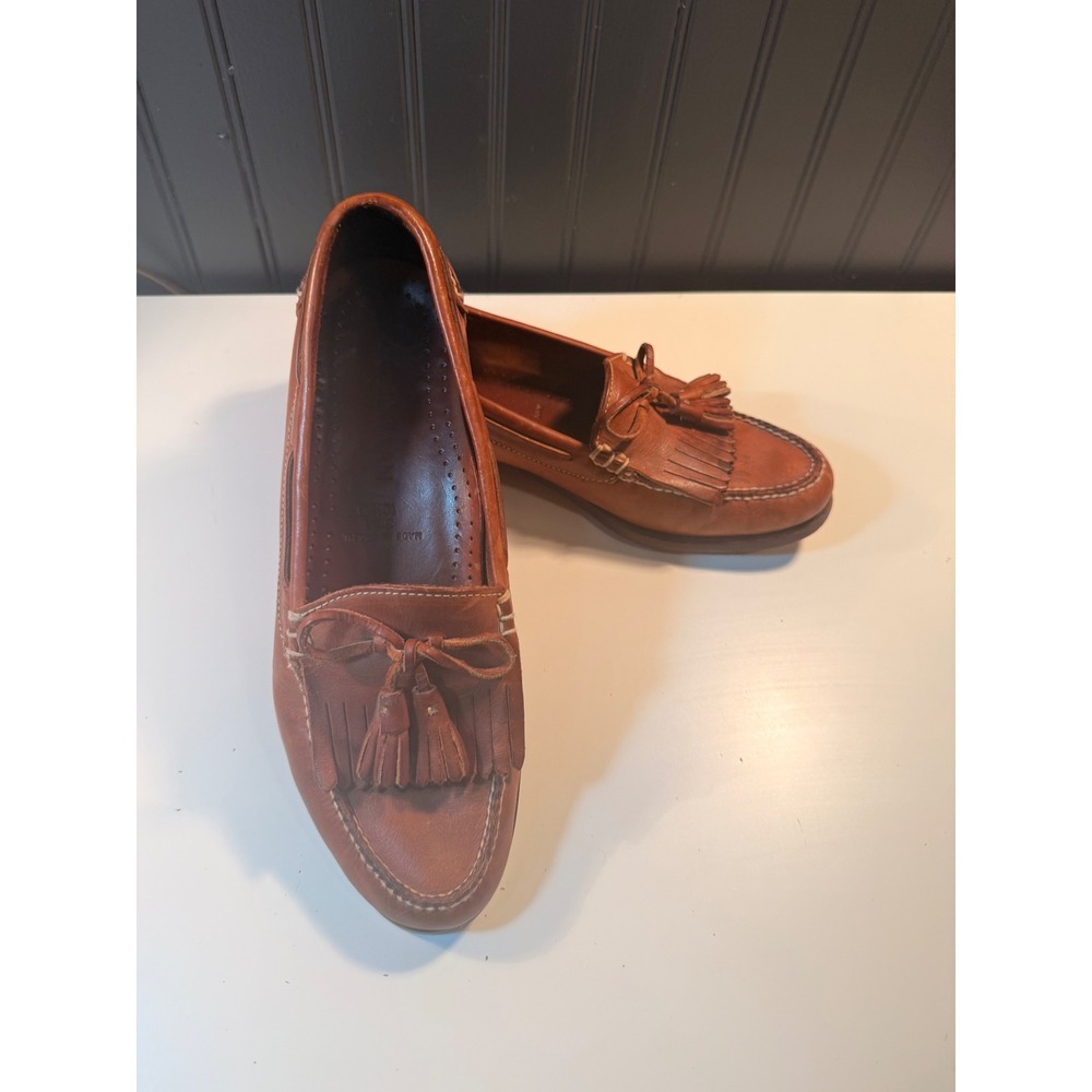 Cole Haan Mens 10.5 D Tan Leather Kiltie Tassel Loafers 3133 Made in Brazil